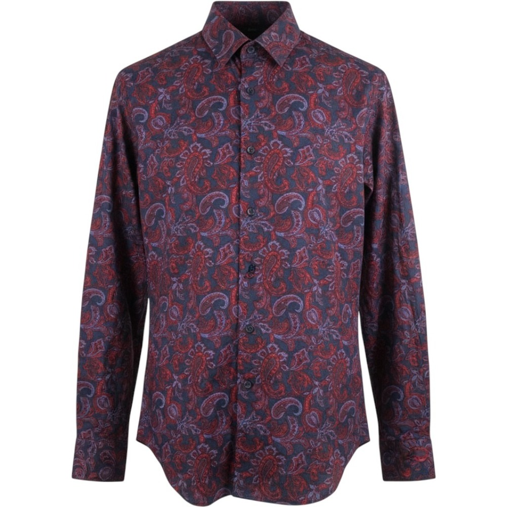 Express Extra Slim Mens Paisley Button Down Shirt Navy Red Purple M 15-15.5